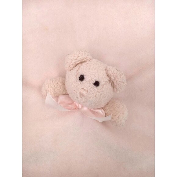 Bearington Collection Pink Fleece Satin Lovey Teddy Bear Rattle ABC Block Plush - Picture 3 of 9
